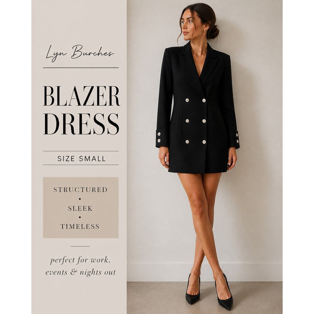 Lyn Burches Black Double Breasted Blazer Dress Small Minimalist Capsule Wardrobe